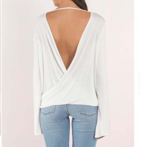 TOBI "LOOK AT THE LIGHT" IVORY WHITE LONG BELL-SLEEVE BLOUSE TOP - Picture 2 of 10